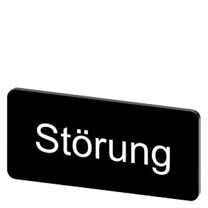 SIEMENS Labeling plate for snapping on or gluing, on label holder, label size 12.5x27 mm, black label, white font, with inscription: StÃ¶rung