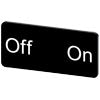 SIEMENS Labeling plate for snapping on or gluing to label holder, label size 12.5x27mm, black label, white font, with inscription: Off On