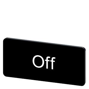 SIEMENS Labeling plate for snapping on or gluing to label holder, label size 12.5x27mm, black label, white font, with inscription: Off