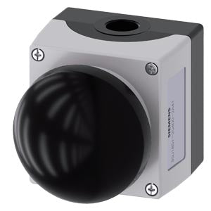 SIEMENS Enclosure for command devices 22 mm, round, Enclosure material metal, enclosure top part gray, 1 control point metal, Control point in center, A = palm pushbutton, black, momentary contact type, 1 NO, screw terminal, Floor mounting