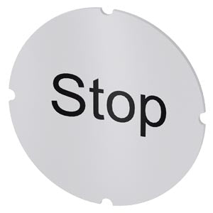 SIEMENS Inscription plate for illuminated pushbutton, round, milky with black font, with inscription: Stop