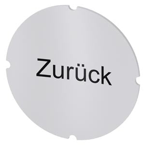 SIEMENS Inscription plate for illuminated pushbutton, round, milky with black font, with inscription: ZurÃ¼ck