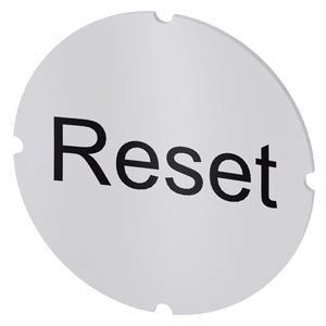 SIEMENS Inscription plate for illuminated pushbutton, round, milky with black font, with inscription: Reset