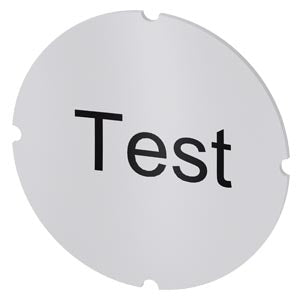 SIEMENS Inscription plate for illuminated pushbutton, round, milky with black font, with inscription: test