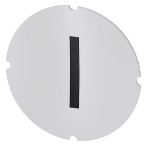 SIEMENS Inscription plate for illuminated pushbutton, round, milky with black font, with graphic symbol: I