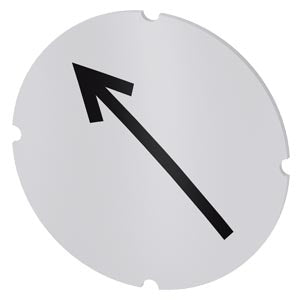 SIEMENS Inscription plate for illuminated pushbutton, round, milky with black font, with graphic symbol: arrow pointing to the top left