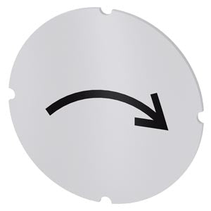 SIEMENS Inscription plate for illuminated pushbutton, round, milky with black font, with graphic symbol: rotation to the right