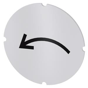 SIEMENS Inscription plate for illuminated pushbutton, round, milky with black font, with graphic symbol: rotation to the left