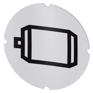 SIEMENS Inscription plate for illuminated pushbutton, round, milky with black font, with graphic symbol: electric motor