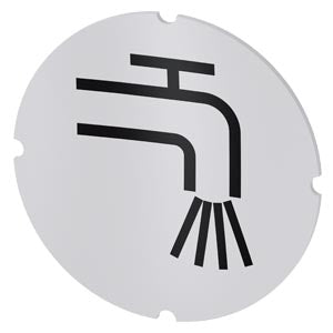 SIEMENS Inscription plate for illuminated pushbutton, round, milky with black font, with graphic symbol: water tap