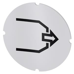 SIEMENS Inscription plate for illuminated pushbutton, round, milky with black font, with graphic symbol: blow