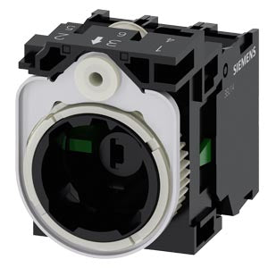 SIEMENS holder, 3-way, plastic, 1 NO, 1 NO, LED module, white, 6-24 V AC/DC, screw terminal
