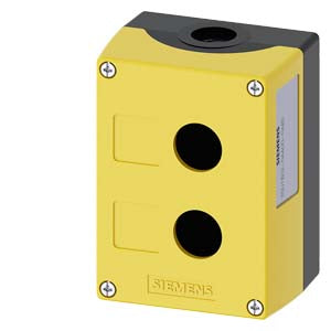 SIEMENS Enclosure for command devices, 22 mm, round, Enclosure material plastic, Enclosure top part yellow, 2 control points plastic, Recess for labels, without equipment