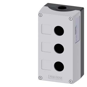 SIEMENS Enclosure for command devices, 22 mm, round, Enclosure material metal, enclosure top part gray, 3 control points, without equipment, Recess for labels, floor mounting, 1xM20 each on top and bottom