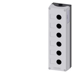 SIEMENS Enclosure for command devices, 22 mm, round, Enclosure material metal, enclosure top part gray, 6 control points, without equipment, Recess for labels, floor mounting, 1xM25 each on top and bottom