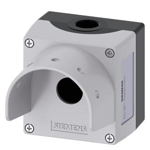SIEMENS Enclosure for command devices, 22 mm, round, Enclosure material metal, enclosure top part gray, with protective collar for 5 padlocks, and mushroom diameter 60 mm, 1 control point, without equipment, floor mounting, 1xM20 each on top and bottom