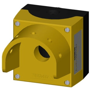 SIEMENS Enclosure for command devices, 22 mm, round, Enclosure material metal, Enclosure top part yellow, with protective collar for 5 padlocks, and mushroom diameter 60 mm, 1 control point, without equipment, floor mounting, 1xM20 each on top and bottom