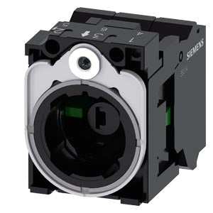 SIEMENS holder, universal, 3-way, plastic/metal, 1 NO, 1 NO, LED module, white, 24 V AC/DC, spring-loaded terminal