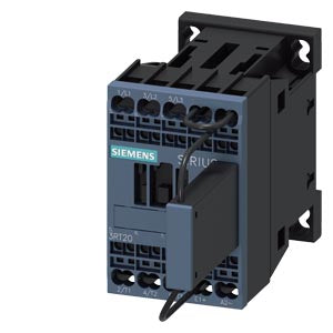 SIEMENS traction contactor, AC-3e/AC-3, 12 A, 5.5 kW / 400 V, 3-pole, 110 V DC, 0.7-1.25* Uc, with integrated varistor, auxiliary contacts: 1 NC, spring-loaded terminal, frame size: S00, with plugged on series resistor