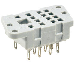 RELPOL S.A Socket for relays: R4N.  Solder terminals. Dimensions 40,5 x 21,5 x 18,1 mm. Four poles. Rated load 6 A, 250 V AC