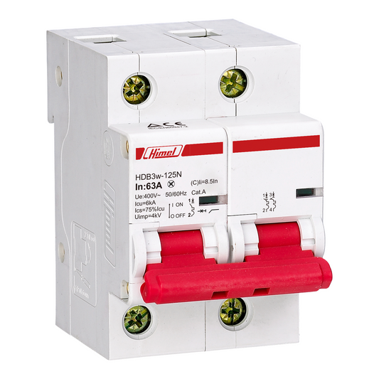 HIMEL MINIATURE CIRCUIT BREAKERS HDB3wZ 2P 6kA C 63A DC500V