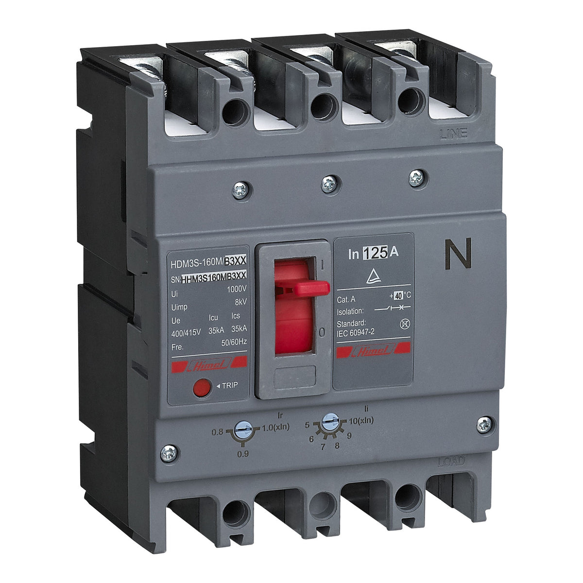 HIMEL Moulded Case Circuit Breaker HDM3SV-160F 36kA 125A 4B 0.7-1/10In 40°C