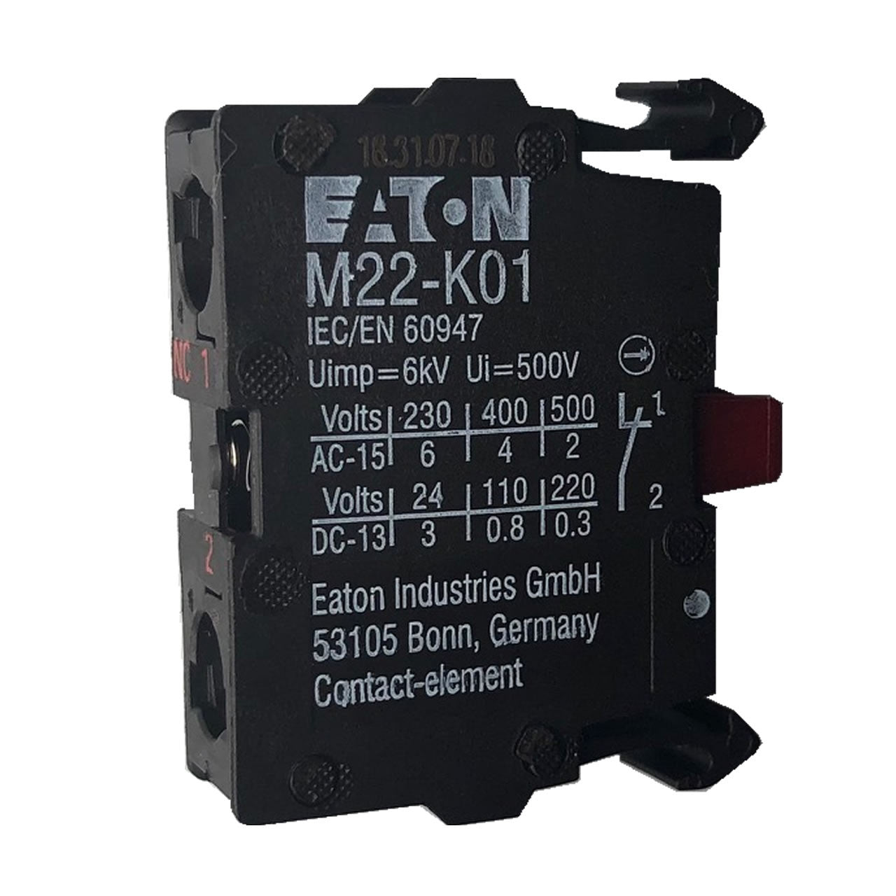 EATON  CONTACT BLOCK 1 X N/C SCREW TERM