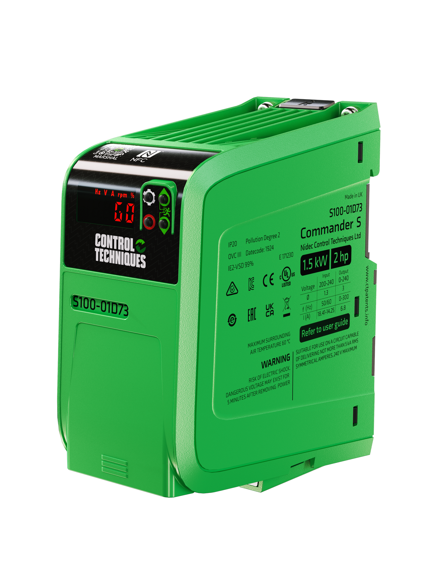 NIDEC Commander S100 0.55KW 3-Phase 380-480 VAC - Heavy Duty