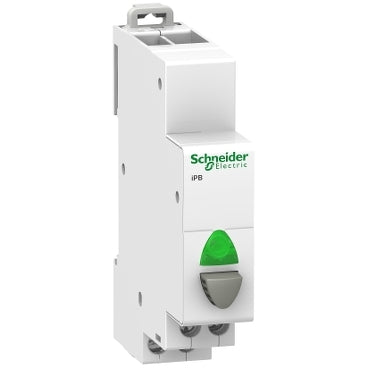 SCHNEIDER Acti9 iPB 1NO single push button grey - indicator light Green 110-230Vac