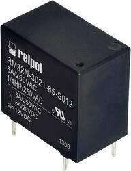 RELPOL S.A Miniature relays RM12N-3011-35-1006, 1 CO. Contact material: AgSnO2. Voltage coil 6 V DC. Rated load AC1  8 A / 250 V AC. Mounting: for PCB. Cover protection category IP 67.