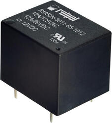 RELPOL S.A Miniature relays RM50-3021-85-1024, 1 NO. Contact material: AgSnO2. Voltage coil 24 V DC. Rated load AC1  10 A / 240 V AC. Mounting: for PCB. Cover protection category IP 67.