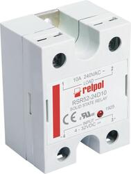 RELPOL S.A Single-phase sold state relays, industrial RSR52-24A40, zero-crossing or random-on switching, load voltage 240 V AC, control input 90…280 V AC. Obciążenie znamionowe AC1 - 40/240 V AC