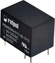 RELPOL S.A Signal relays RSM954-0111-85-1006, 1 CO. Contact material: AgPd/Au flash gold plating. Voltage coil 6 V DC. Rated load AC1  3 A / 120 V AC. Mounting: for PCB. Cover protection category IP 67.