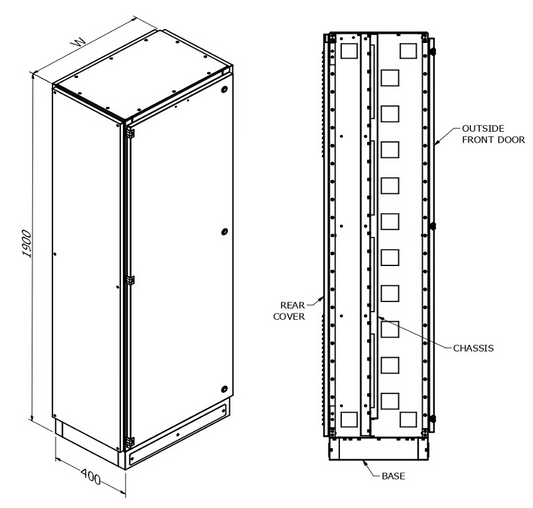 MERLIN SYSTEMS 400DX1200WX1900H M-400 INDOOR ENCLOSURES