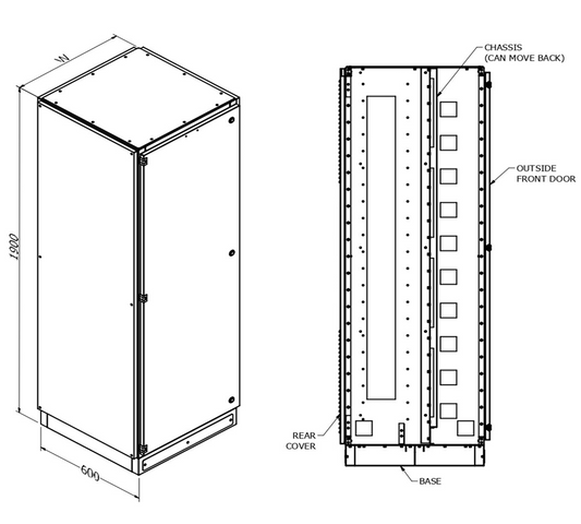 MERLIN SYSTEMS 600DX1200WX1900H M-600 STANDARD INDOOR ENCLOSURES