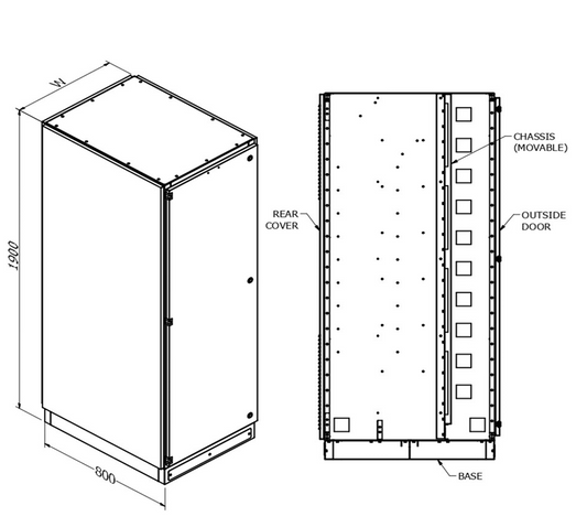 MERLIN SYSTEMS 800DX1200WX1900H M-800 STANDARD INDOOR ENCLOSURES
