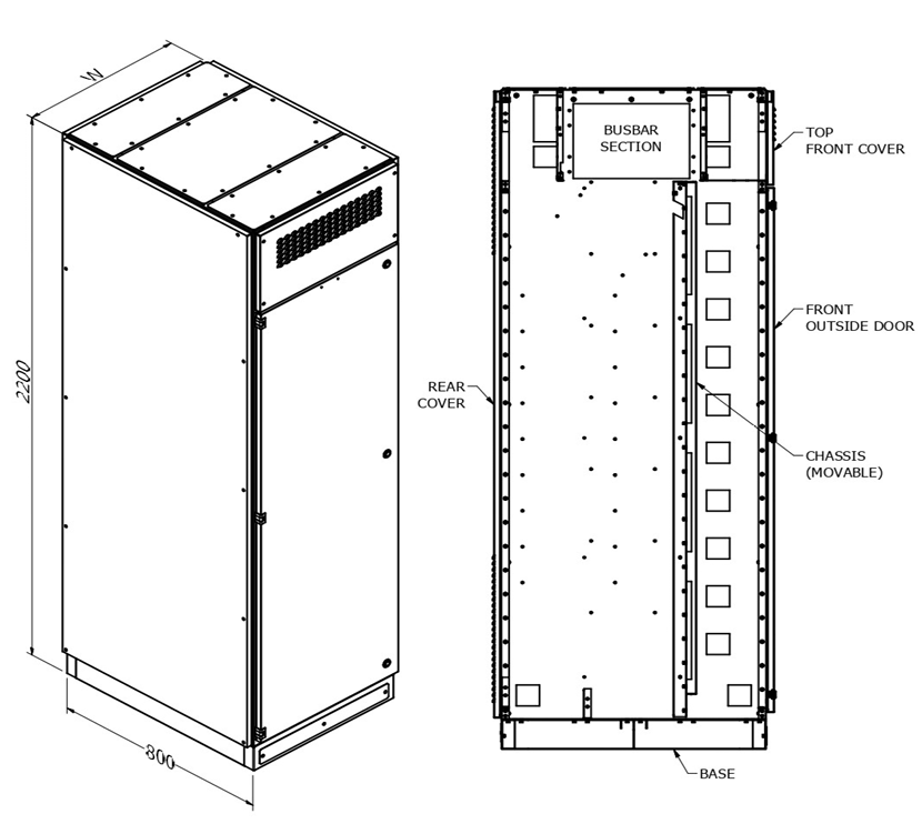 MERLIN SYSTEMS 800DX1200WX2200H M-800 STANDARD  ENCLOSURES