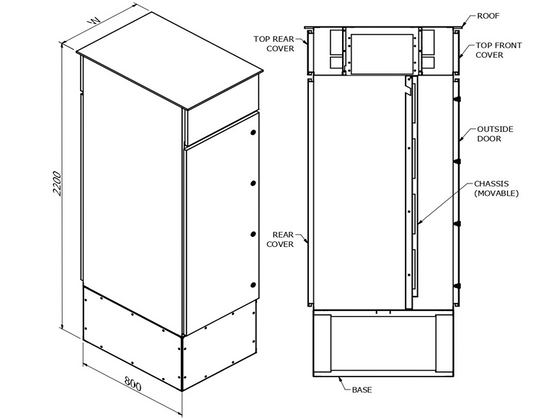 MERLIN SYSTEMS 800DX1200WX2200H M-800 WEATHER PROOF SINGLE DOOR ENCLOSURES