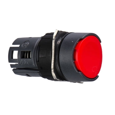 SCHNEIDER Head for non illuminated push button, Harmony XB6, red flush, 16mm, integral LED, spring return, unmarked