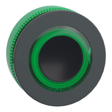 SCHNEIDER Head for illuminated push button, Harmony XB5, plastic, green flush mounted, 30mm, universal LED, illuminated ring