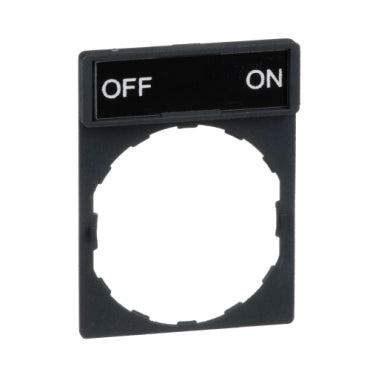 SCHNEIDER Harmony XB4. Legend holder 30 x 40 mm. plastic. with legend 8 x 27 mm. marked OFF - ON