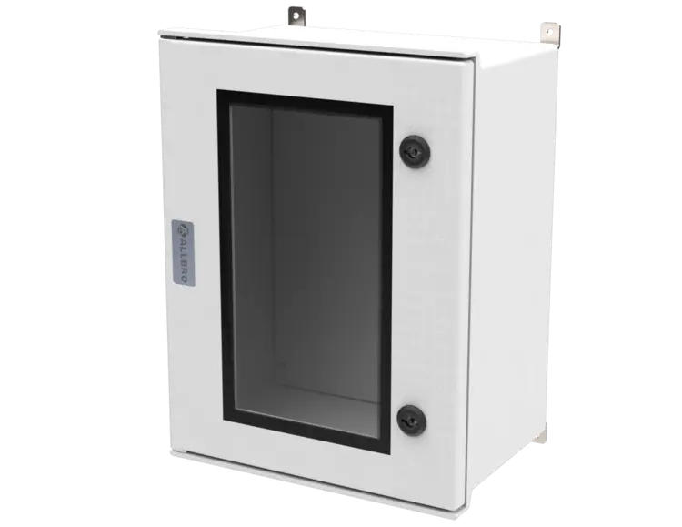 ALLBROX 4 DEEP WITH CLEAR PC ABOVE BOXES INCLUDE: SMC DEVICE PLATE, S/S HINGES, WALL BRACKETS, LOCKING MECHANISM & PANEL KEY