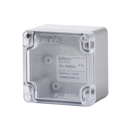 ALLBRO ENL080806C Grey Base + Clear Lid BOXES EXCLUDE DEVICE PLATE - SOLD SEPARATELY