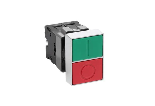 HIMEL Double-headed , Plastic , 1 flush Green +1 projectin Red +1 pilot light,1NO+1NC,240V