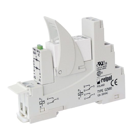 RELPOL S.A Interface relays PI85-230AC-M93G-TC-2011, 1 CO . Contact material: AgNi. Voltage coil 230 V AC. Rated load AC1  16 A / 250 V AC. Mounting: mounting on 35 mm rail. Cover protection category IP 20.