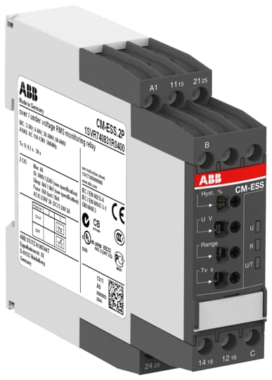 ABB CM-ESS.2P Voltage monitoring relay 2c/o, B-C=3-600VRMS, 220-240VAC 1SVR740831R1400