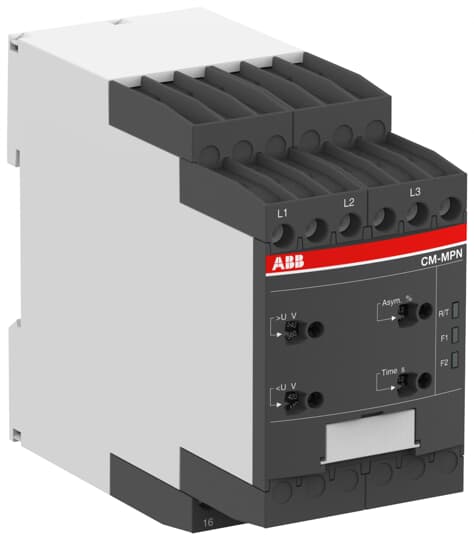 ABB CM-MPN.72P Three-phase monitoring relay 2c/o, 0,0.1-30s, L1-L2-L3=3x530-820VAC 1SVR760489R8300