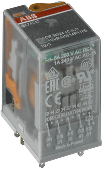 ABB CR-M230AC4L Pluggable interface relay 4c/o, A1-A2=230VAC, 250V/6A, LED 1SVR405613R3100