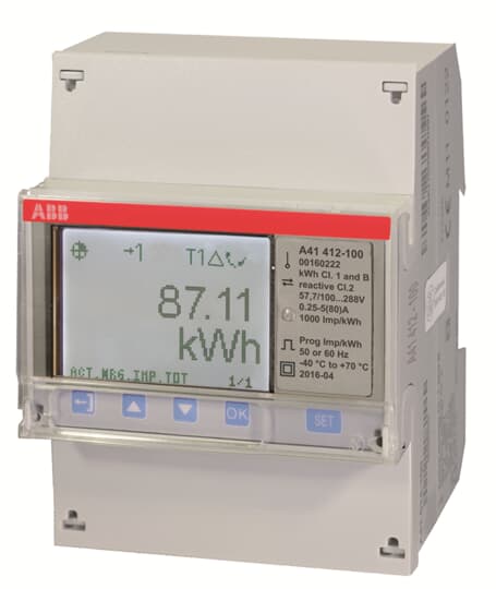 ABB A41 412-100, Energy meter'Gold', Modbus RS485, Single-phase, 5 A 2CMA170505R1000