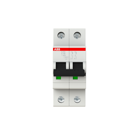 ABB S202-C40 Miniature Circuit Breaker - 2P - C - 40 A 2CDS252001R0404